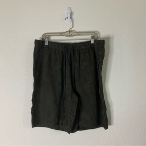 Eileen Fisher Womens green plaid seaweed 100% linen mid thigh shorts XL NWT